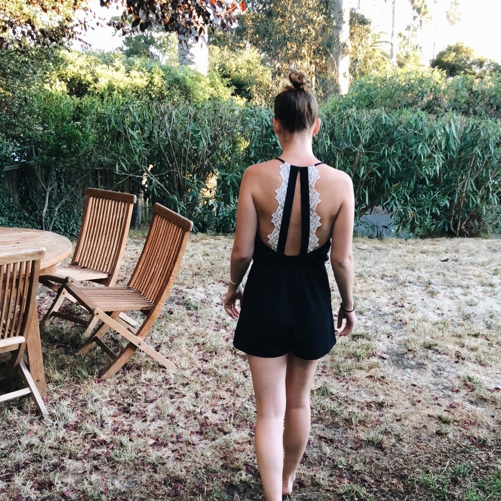 LF Navy Blue Romper with Lace Straps